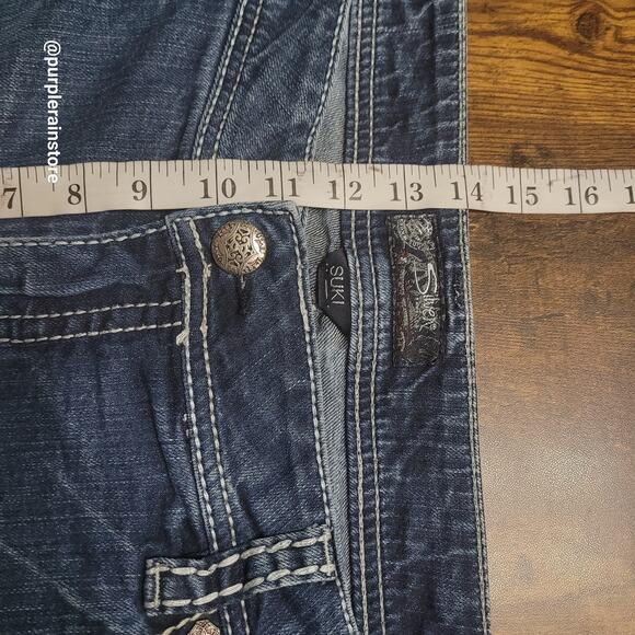 Silver Jeans 24 Suki Straight High Rise Tummy Control Embellished Thick Stitch - Picture 10 of 14